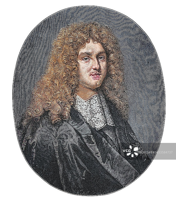 法国政治家让-巴蒂斯特·科尔贝，塞涅莱侯爵肖像图片素材