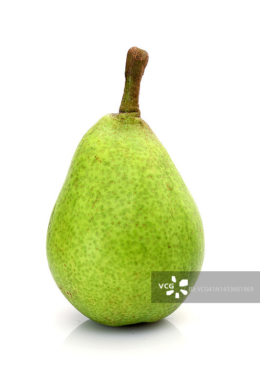 白色背景绿色梨特写图片素材