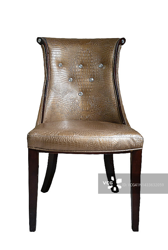 白色背景上鳄鱼皮空椅子特写图片素材