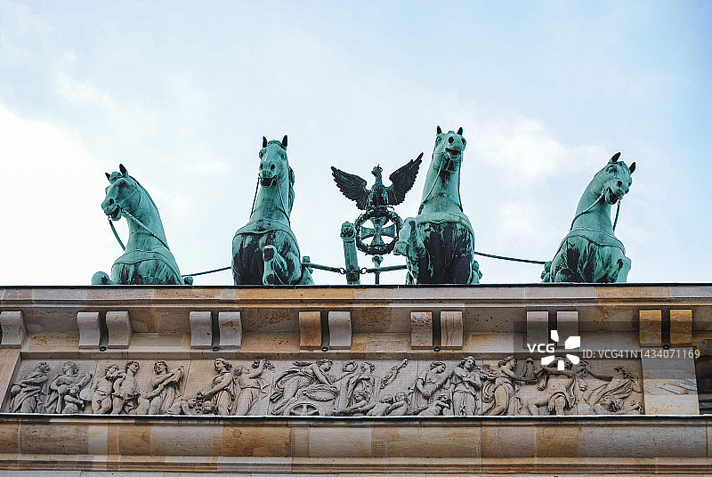 德国柏林勃兰登堡门上的四轮马车图片素材