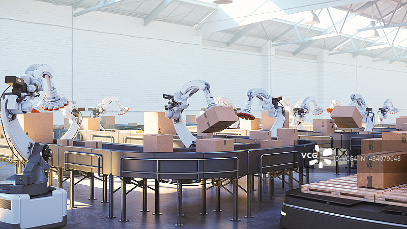 智能仓储自动化机器人与机械臂图片素材