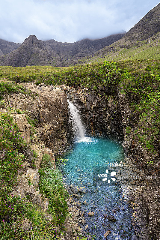 英国苏格兰高地斯凯岛仙女池瀑布图片素材