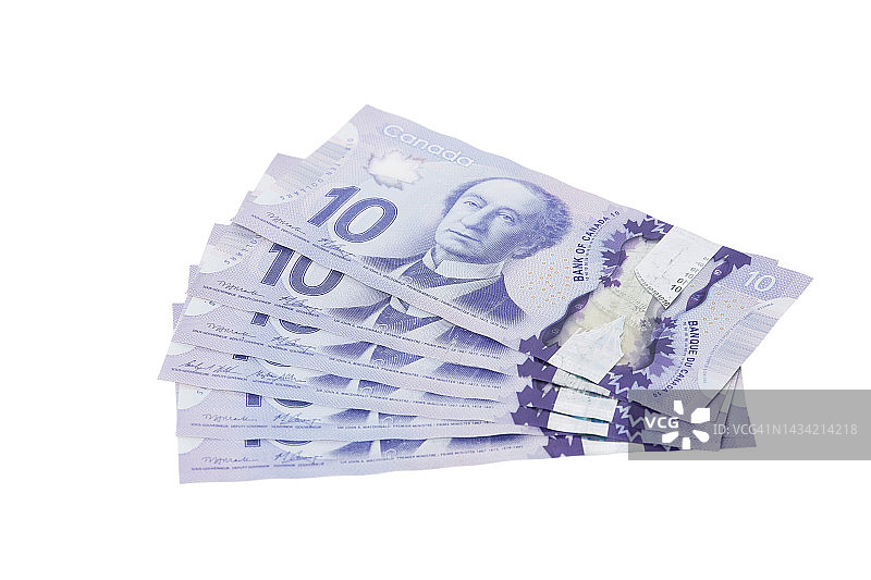 白色背景上的加拿大十元纸币图片素材