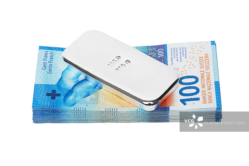 瑞士法郎上的银锭图片素材