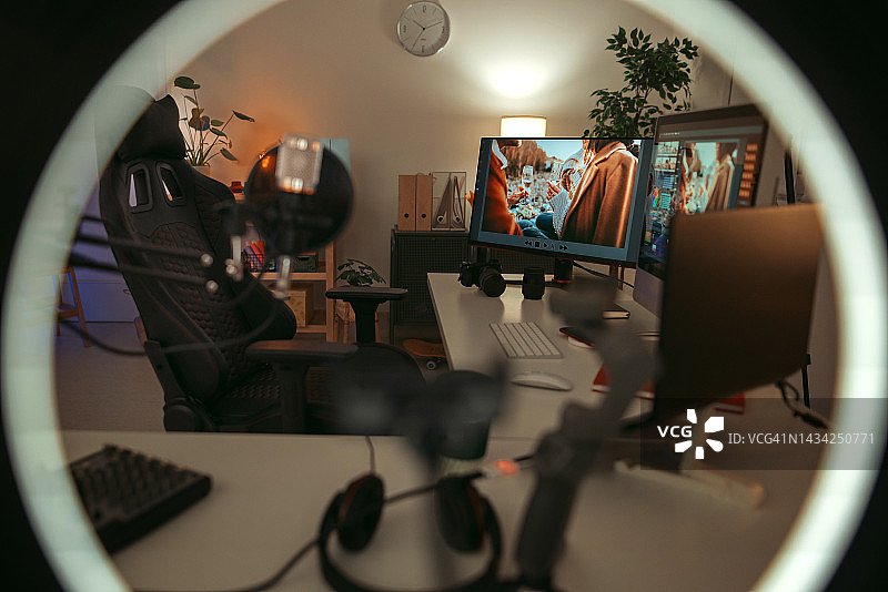 无人的小型录音和视频编辑工作室图片素材