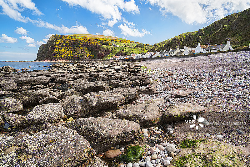 苏格兰阿伯丁郡海岸的著名小渔村彭南图片素材