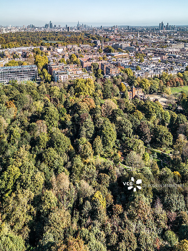 秋季伦敦荷兰公园高角度景观图片素材