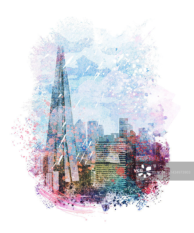 伦敦碎片大厦插画图片素材