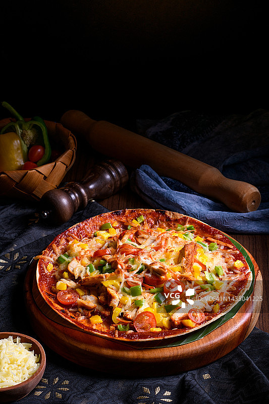 鸡肉披萨图片素材