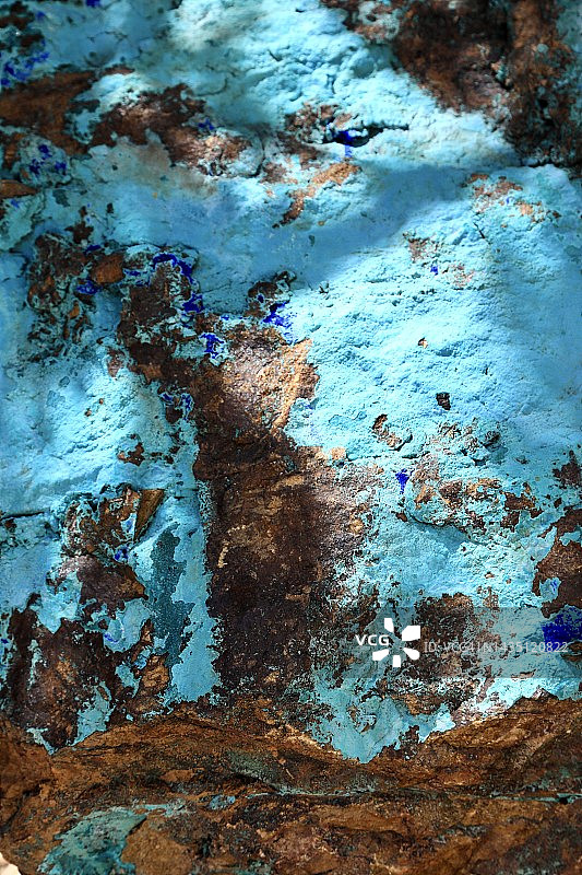 蓝铜矿和孔雀石型铜矿物图片素材