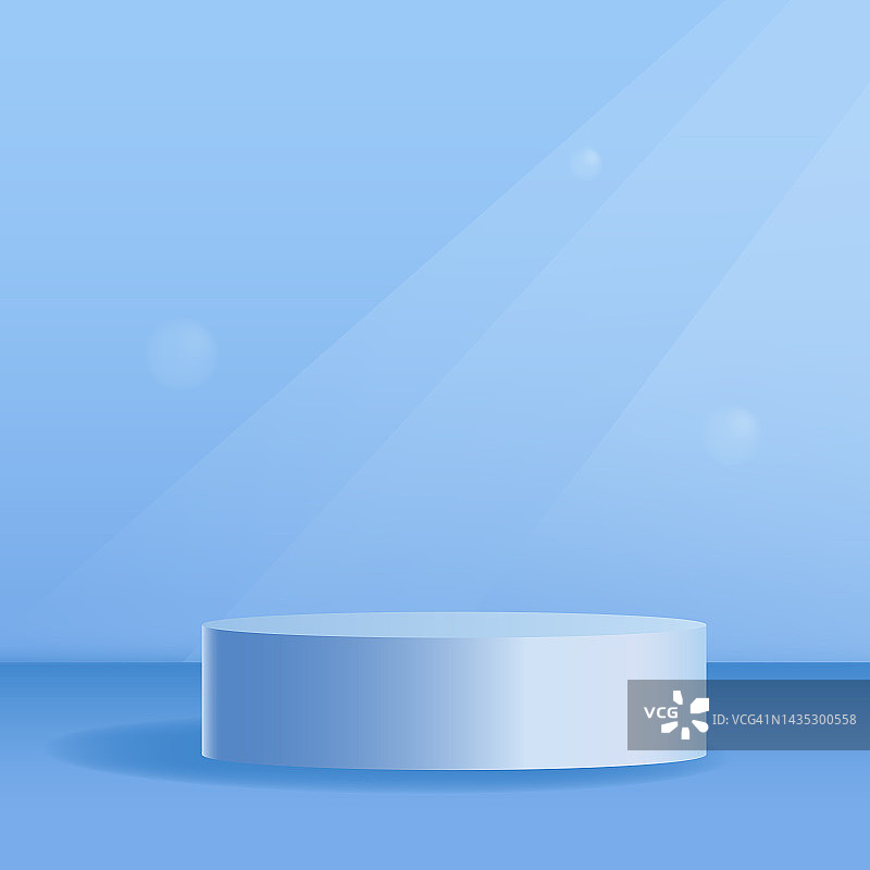 用于产品展示的3D蓝色场景或圆形展台、底座或平台逼真空产品展台图片素材