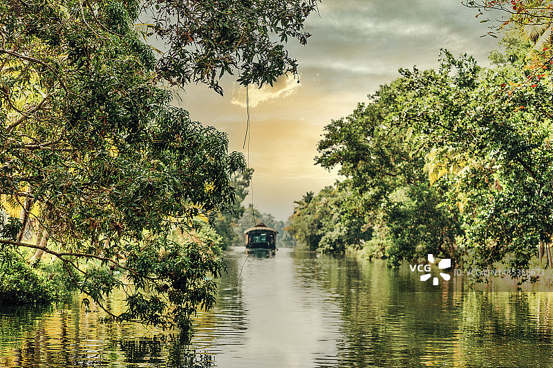 喀拉拉邦回水船屋之旅图片素材