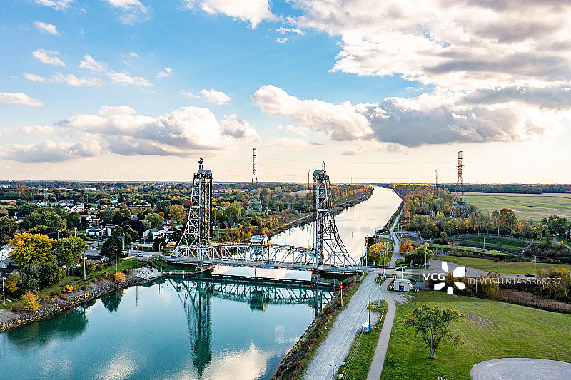 加拿大艾伦堡桥和韦兰运河航拍图片素材