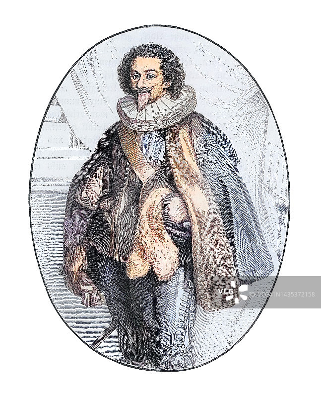 法国路易十三宠臣吕内斯公爵查尔斯·阿尔伯特的肖像图片素材