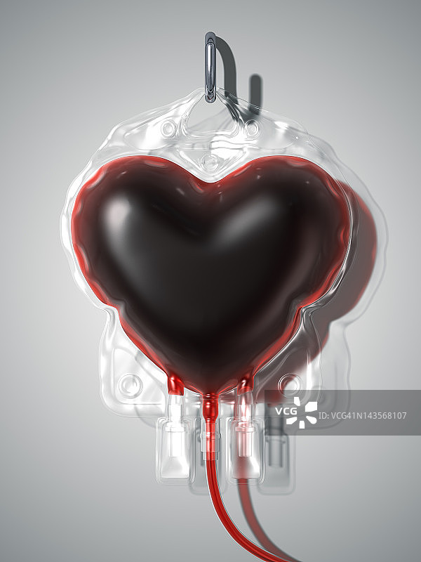 血袋心形。献血概念图片素材