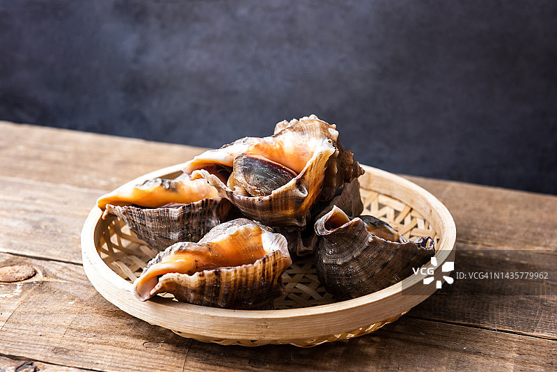 新鲜贝类海螺，食用海螺图片素材