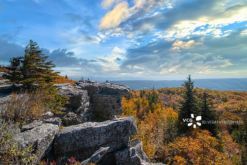 秋季多莉索兹荒野西弗吉尼亚州的熊岩图片素材