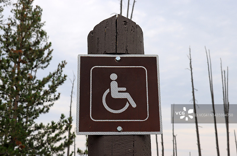 黄石国家公园的残疾人停车标志图片素材