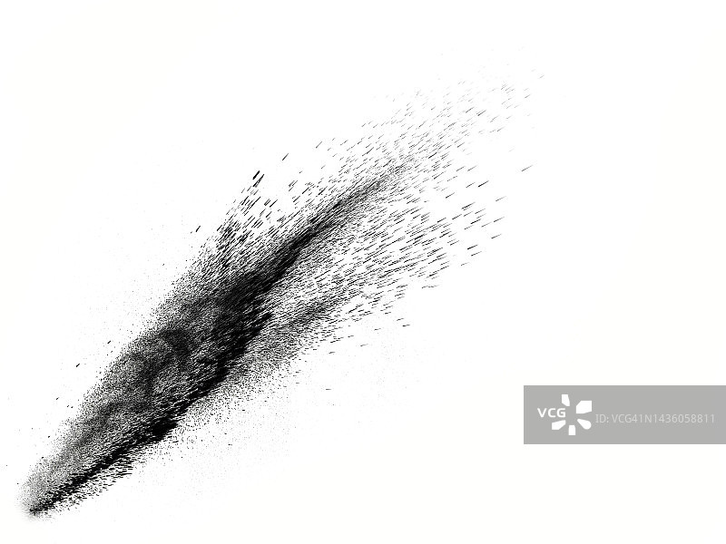 白色背景上黑色粉尘和烟雾爆炸产生的冲击波图片素材