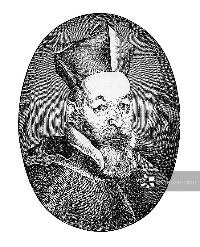 匈牙利耶稣会士彼得·帕兹马尼肖像，他是一位著名的哲学家、神学家、红衣主教、讲坛演说家和政治家图片素材