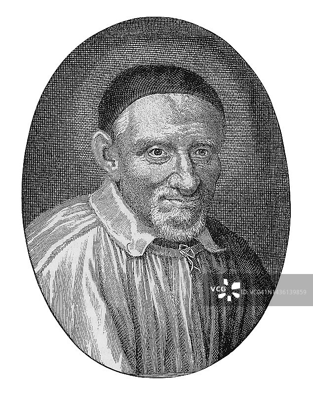 圣文森特·德·保罗的肖像——献身于为穷人服务的法国天主教神父图片素材