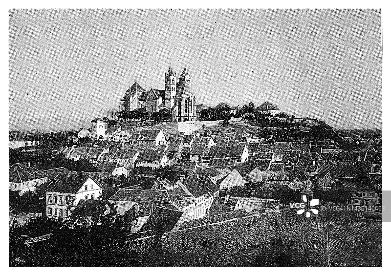 德国莱茵河谷布赖萨赫古镇雕刻插图图片素材