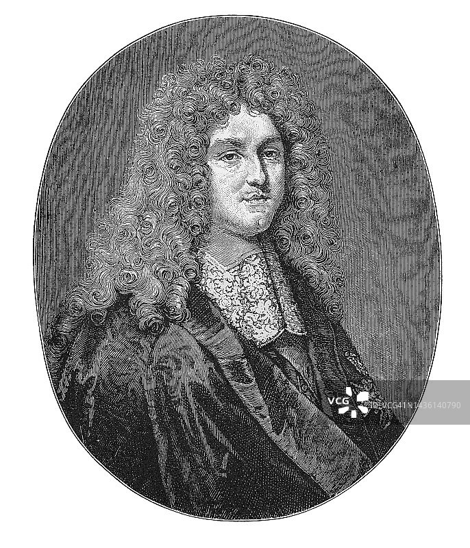 法国政治家让-巴蒂斯特·科尔贝，塞涅莱侯爵肖像图片素材