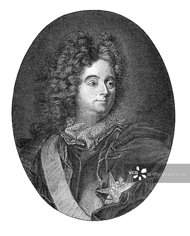 克劳德·路易·赫克托·德·维拉尔肖像，马蒂格王子，维拉尔侯爵，梅伦子爵，法国军事指挥官和路易十四的杰出将军图片素材
