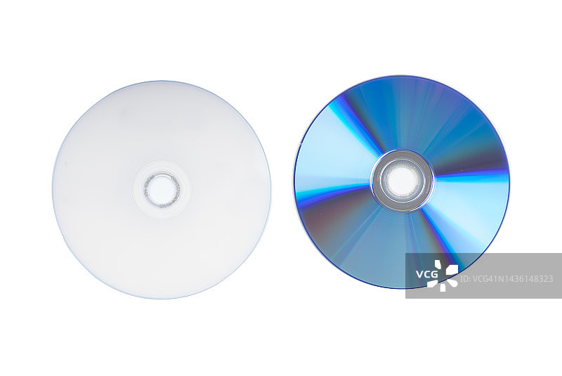 CD或DVD标准模型 - 正面和背面视图，白色背景图片素材