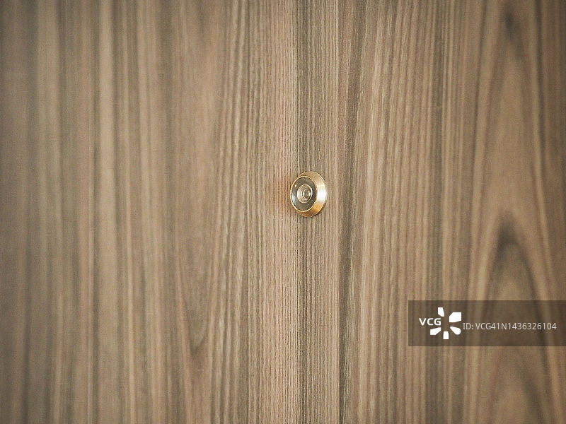 木门上的铜猫眼图片素材