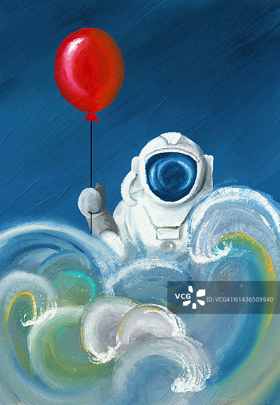 拿着气球的宇航员图片素材