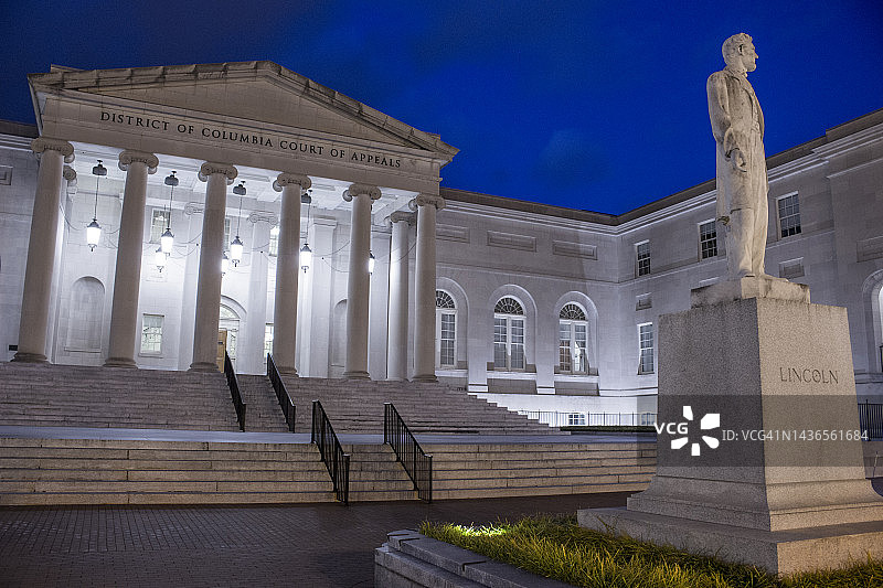 华盛顿哥伦比亚特区上诉法院和林肯雕像图片素材