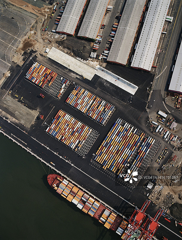从上方看到的工业海运码头，新泽西州贝永图片素材