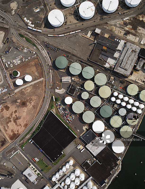 从上方看到的工业海运码头，新泽西州贝永图片素材