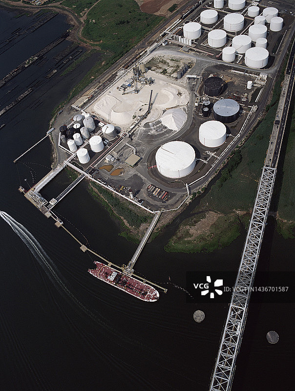 从上方看到的工业海运码头，新泽西州贝永图片素材