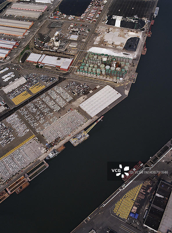 从上方看到的工业海运码头，新泽西州贝永图片素材