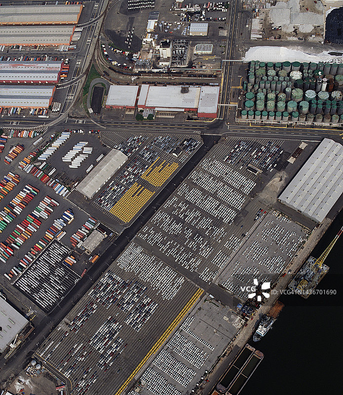 从上方看到的工业海运码头，新泽西州贝永图片素材