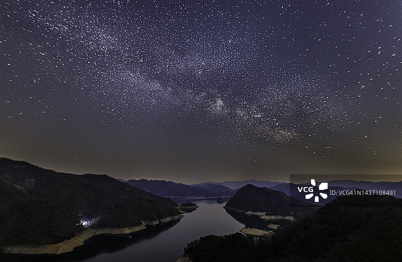 江原道春川健峰岭星宿台的银河图片素材
