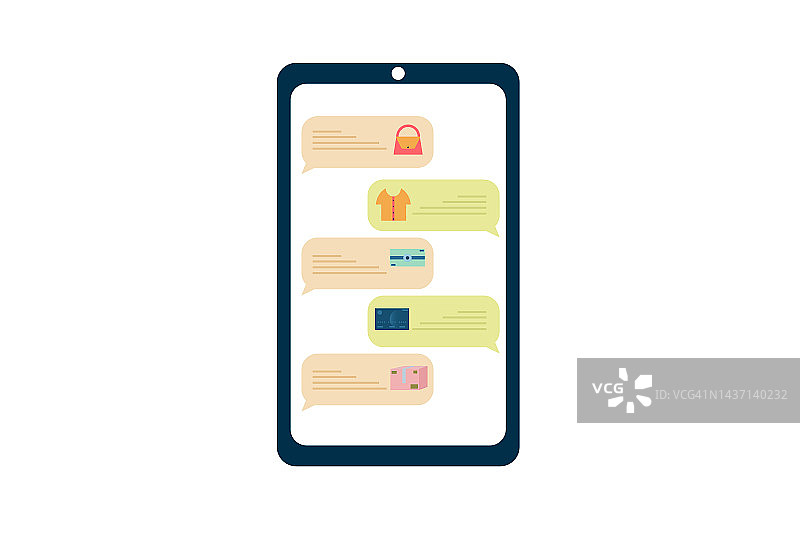 智能手机上的聊天页面扁平图标图片素材