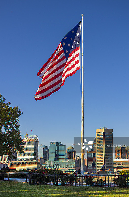 美国国旗，联邦山公园，巴尔的摩，马里兰州图片素材