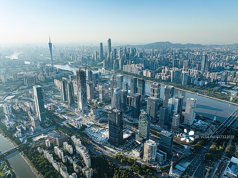 广州城市天际线高角度景观图片素材