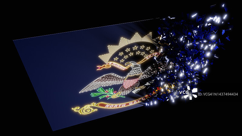 逐渐消失的美国北达科他州旗图片素材