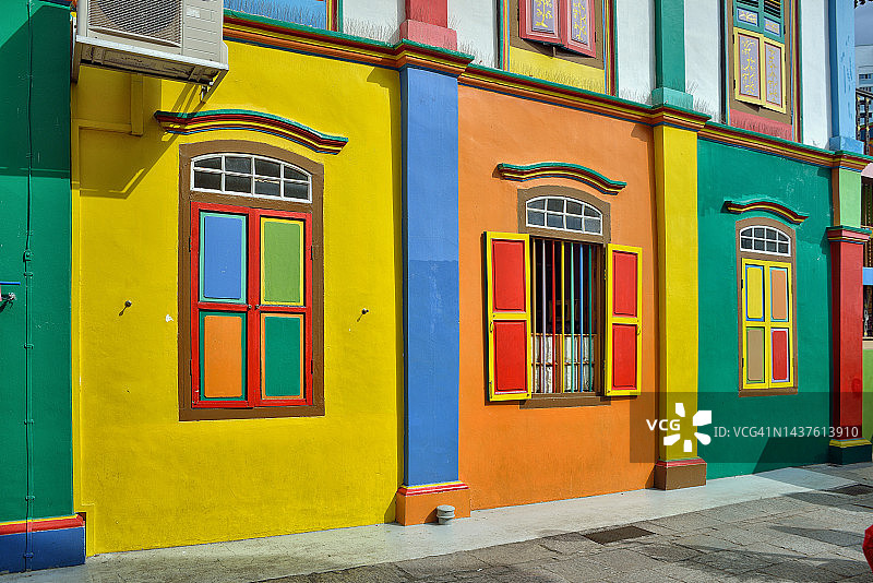新加坡小印度的彩色房屋图片素材