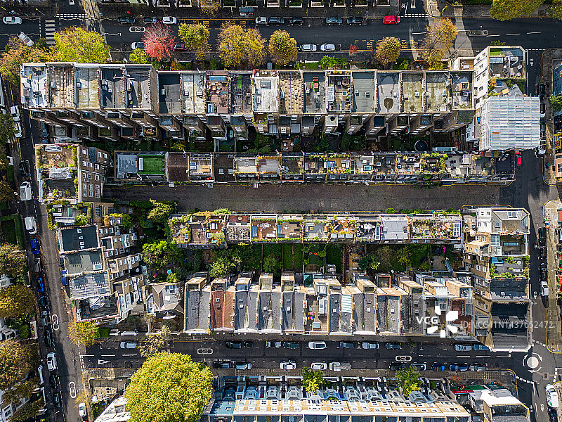 伦敦诺丁山的街区鸟瞰图图片素材