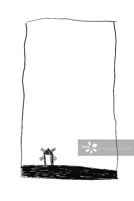 黑白风车示意原创图图片素材