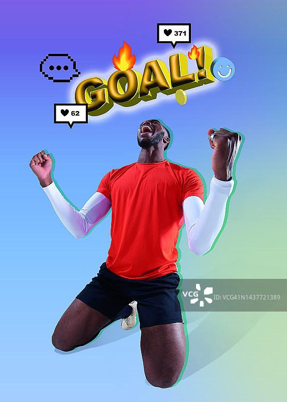 庆祝进球的足球迷图片素材