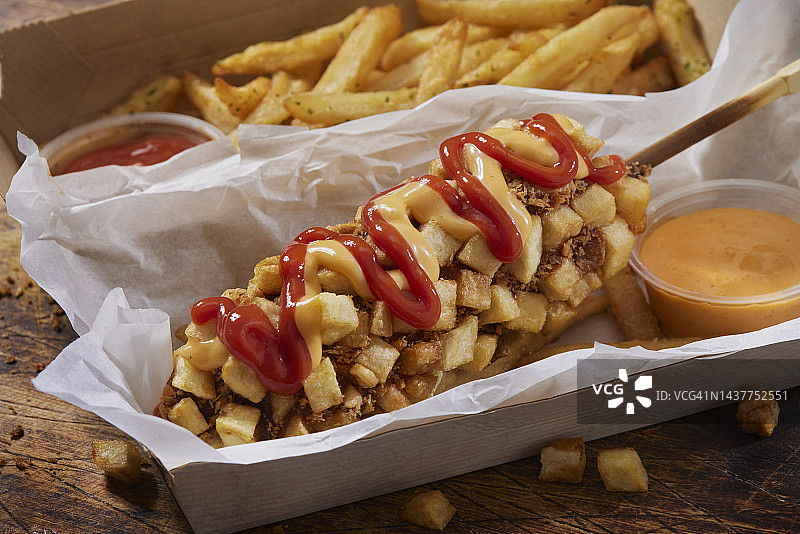 韩式热狗配薯条图片素材