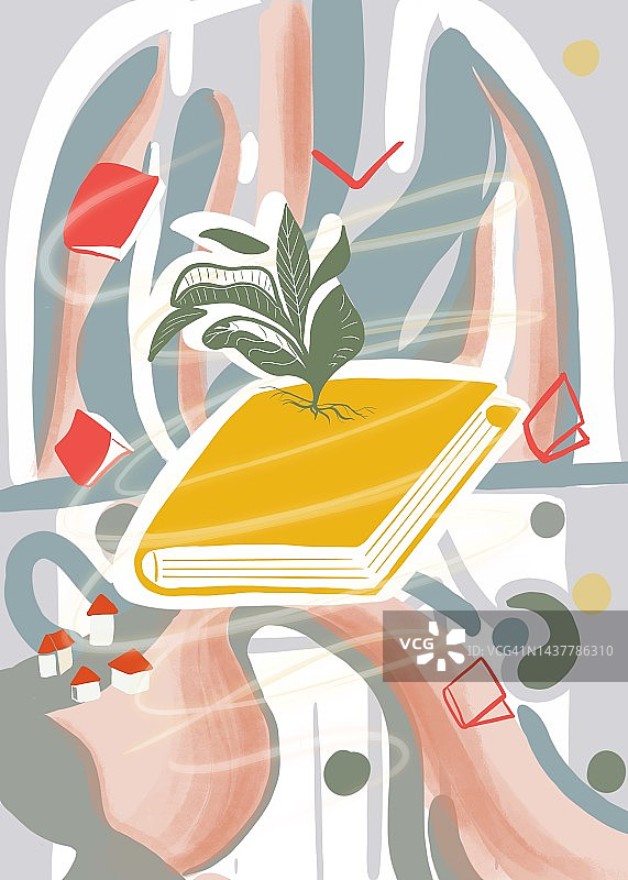 书本中生长的植物图片素材