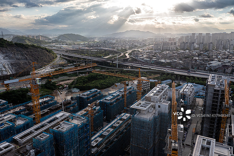 城镇建筑工地航拍图片素材