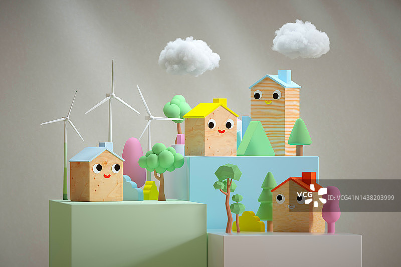 可持续卡通房屋图片素材